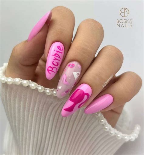 almond barbie nails|pink barbie nails.